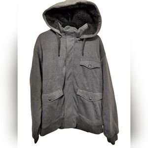 (M159) Jack Frost Grey Winter Parka Full Zip Hooded Jacket Size XL